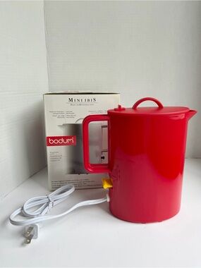 Bodum Mini Ibis Red Electric Water Kettle 5410-03 Holds 27 oz